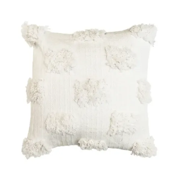 Pillows-Kirkland's Home Ivory Tufted Dots Throw Pillow White