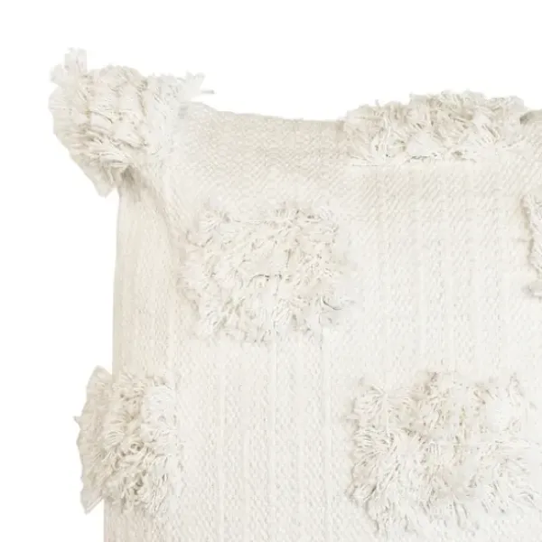Pillows-Kirkland's Home Ivory Tufted Dots Throw Pillow White