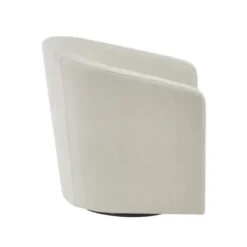 Accent Chairs-Kirkland's Home Ivory Upholstered Low Back Swivel Accent Chair White