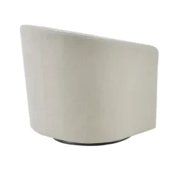 Accent Chairs-Kirkland's Home Ivory Upholstered Low Back Swivel Accent Chair White