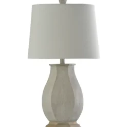 Table Lamps-Kirkland's Home Ivory Wirebrushed Oval Table Lamp White