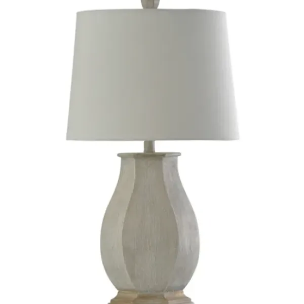 Table Lamps-Kirkland's Home Ivory Wirebrushed Oval Table Lamp White