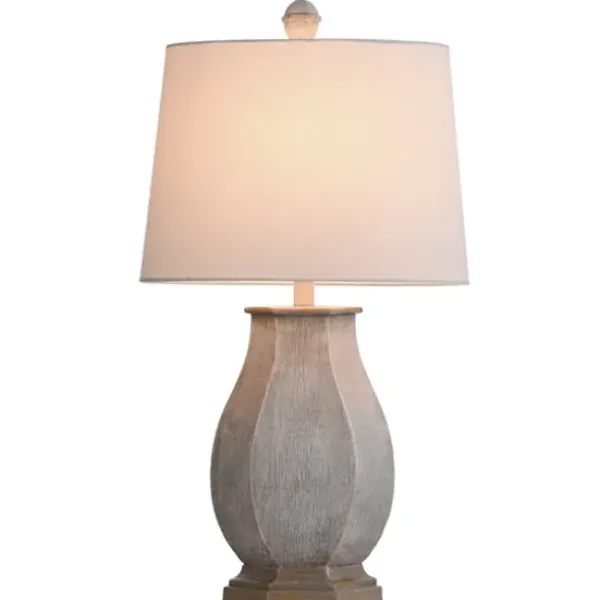 Table Lamps-Kirkland's Home Ivory Wirebrushed Oval Table Lamp White