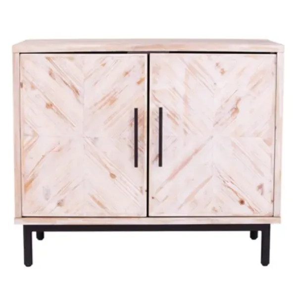 Cabinets & Sideboards-Kirkland's Home Ivory Wood 2-Door X-Panel Cabinet