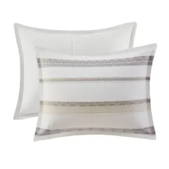 Comforters-Kirkland's Home Jacquard Stripe 5-Pc. Cali King Comforter Set White/Gray/Tan