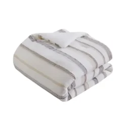 Comforters-Kirkland's Home Jacquard Stripe 5-Pc. Cali King Comforter Set White/Gray/Tan