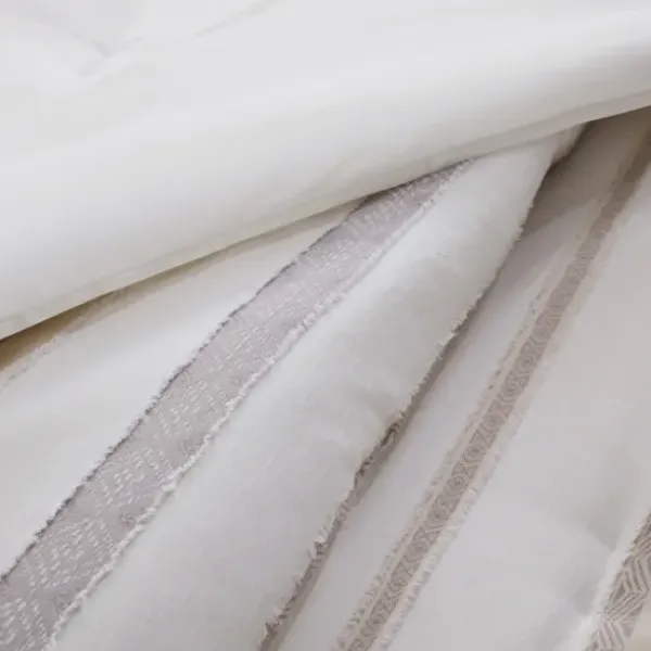 Comforters-Kirkland's Home Jacquard Stripe 5-Pc. Cali King Comforter Set White/Gray/Tan