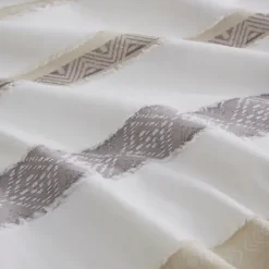 Comforters-Kirkland's Home Jacquard Stripe 5-Pc. Cali King Comforter Set White/Gray/Tan