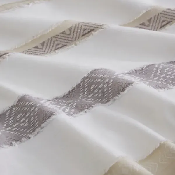 Comforters-Kirkland's Home Jacquard Stripe 5-Pc. Cali King Comforter Set White/Gray/Tan