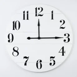 Clocks-Kirkland's Home Jake And Black Wooden Wall Clock White