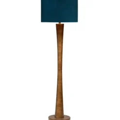 Floor Lamps-Kirkland's Home Janis Bronze And Teal Velvet Floor Lamp Blue