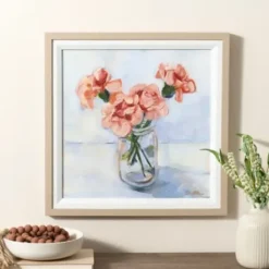 Framed Art-Kirkland's Home January Carnation Framed Art Print Pink/Orange/Gray