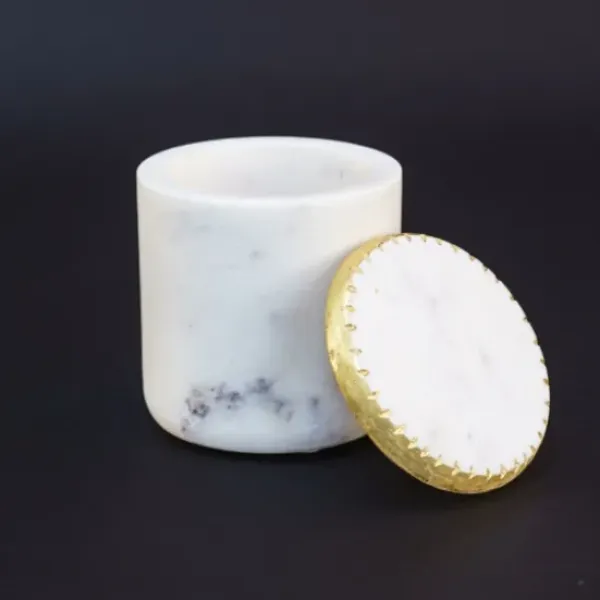 Decorative Bowls & Jars-Kirkland's Home Jar With Mango Wood Lid Silver