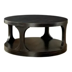 Coffee Tables-Kirkland's Home Jarrod Antique Wood Grain Shelf Coffee Table Black