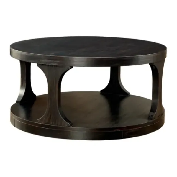 Coffee Tables-Kirkland's Home Jarrod Antique Wood Grain Shelf Coffee Table Black