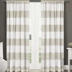 Curtains & Drapes-Kirkland's Home Jax Cotton Curtain Panel Set, 63 In. Gray