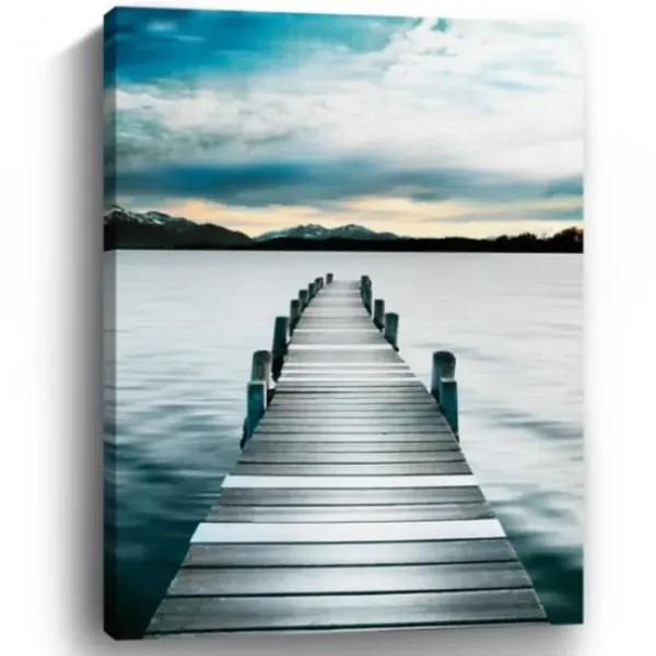 Canvas Art-Kirkland's Home Jetty Dock Giclee Canvas Art Print, 48X36 In. Blue/Gray