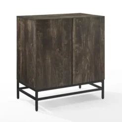 Cabinets & Sideboards-Kirkland's Home Joanelle Dark Steel And Wood Wine Cabinet Brown