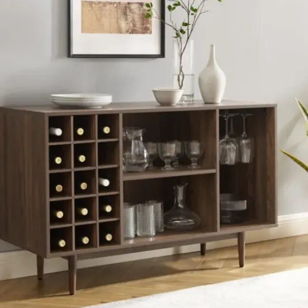 Cabinets & Sideboards-Kirkland's Home Josette Wood Open Wine Cabinet Brown