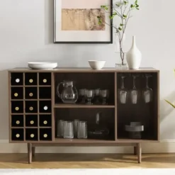 Cabinets & Sideboards-Kirkland's Home Josette Wood Open Wine Cabinet Brown