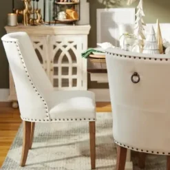 Dining Chairs-Kirkland's Home Julia Cream Upholstered Dining Chair Ivory