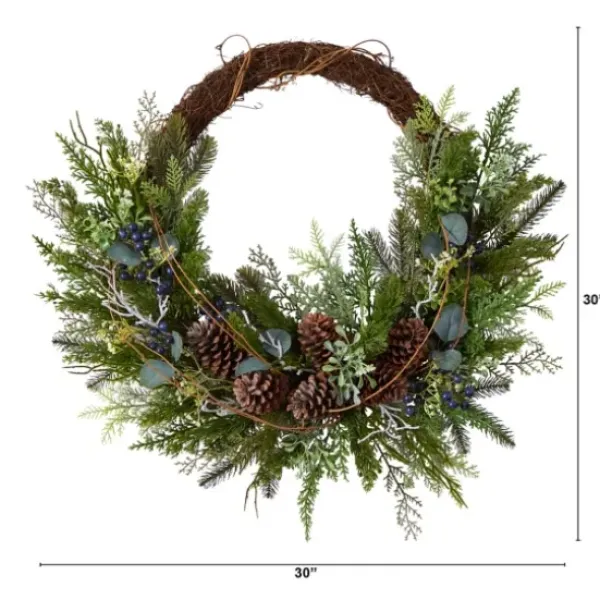 Wreaths-Kirkland's Home Juniper And Evergreen Vine Wreath Green/Brown