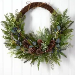 Wreaths-Kirkland's Home Juniper And Evergreen Vine Wreath Green/Brown