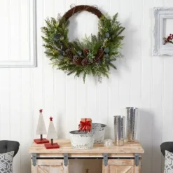 Wreaths-Kirkland's Home Juniper And Evergreen Vine Wreath Green/Brown