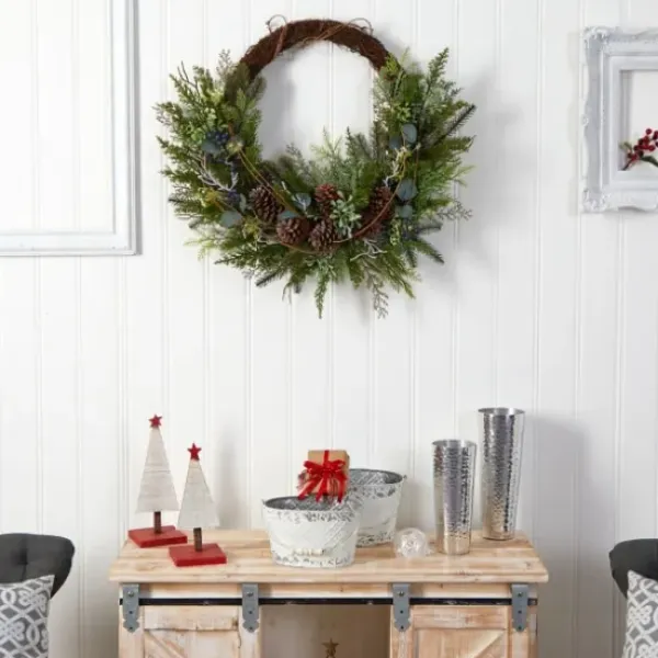 Wreaths-Kirkland's Home Juniper And Evergreen Vine Wreath Green/Brown