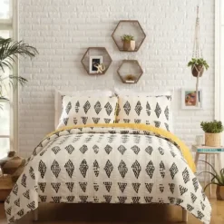 Quilts-Kirkland's Home Justina Blakeney Beaded 3-Pc. Full/Queen Quilt Set Ivory/Black/Yellow