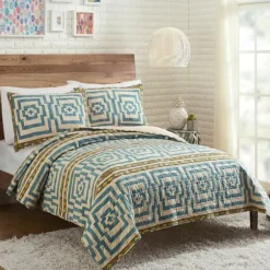 Quilts-Kirkland's Home Justina Blakeney Blue Hypnotic Queen Quilt Set Blue/White