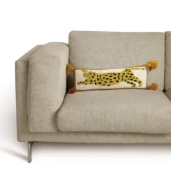 Pillows-Kirkland's Home Justina Blakeney Cheetah Wool Lumbar Pillow Yellow/White