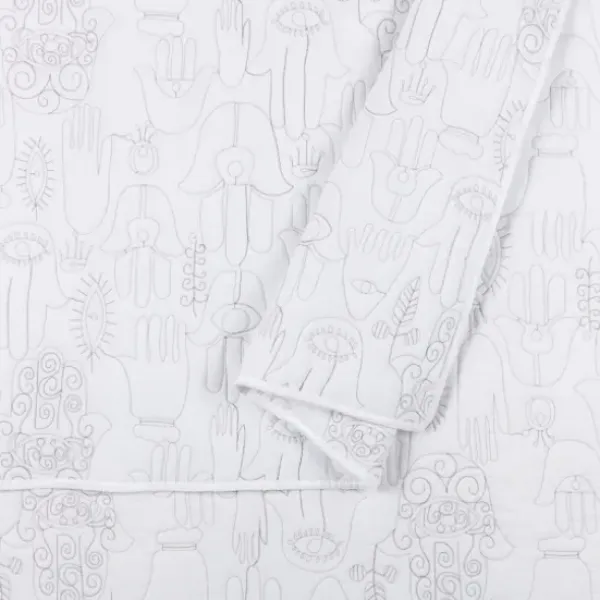 Quilts-Kirkland's Home Justina Blakeney Cloud Hamsa King Quilt Set White