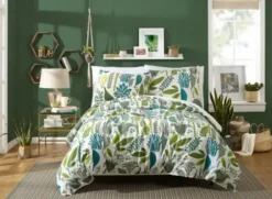 Duvets-Kirkland's Home Justina Blakeney Green Jardin King Duvet Set Green/Blue/White