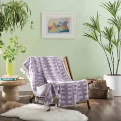 Blankets & Throws-Kirkland's Home Justina Blakeney Lavender Patterned Throw Purple