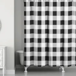 Shower Curtains-Kirkland's Home Justina Blakeney Prosperity Shower Curtain Black/White
