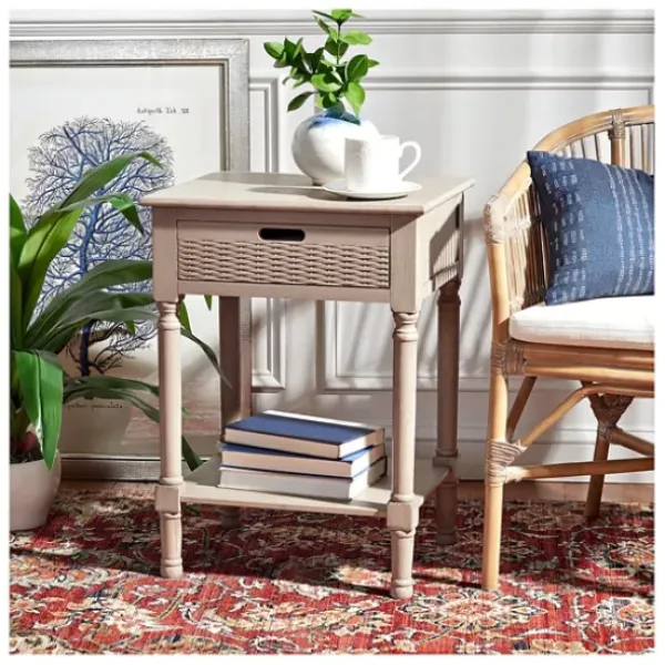 Accent & End Tables-Kirkland's Home Karson Carved Turned Legs Accent Table Gray