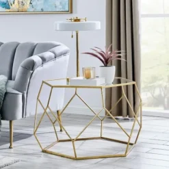 Coffee Tables-Kirkland's Home Kate Round Metal Coffee Table Gold