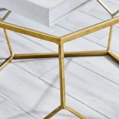 Coffee Tables-Kirkland's Home Kate Round Metal Coffee Table Gold