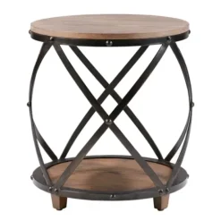 Accent & End Tables-Kirkland's Home Kaylor Bent Metal And Wood Accent Table Brown