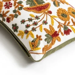 Pillows-Kirkland's Home Kaysari Floral Lumbar Pillow White/Orange
