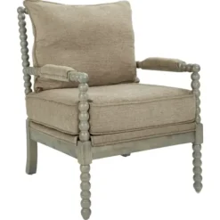 Accent Chairs-Kirkland's Home Khaki Liam Turned Leg Accent Chair Tan