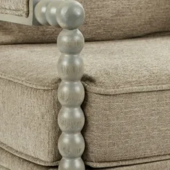 Accent Chairs-Kirkland's Home Khaki Liam Turned Leg Accent Chair Tan