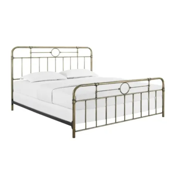 Beds & Headboards-Kirkland's Home King Size Bronze Pipe Bed Frame Brown