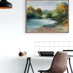 Canvas Art-Kirkland's Home Lacu Ii Framed Canvas Art Print Brown/Blue
