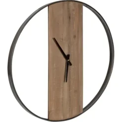 Clocks-Kirkland's Home Ladd Natural Wood Wall Clock Black