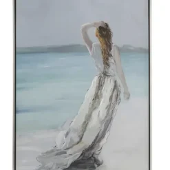 Framed Art-Kirkland's Home Lady Of The Ocean Framed Canvas Art Print White/Blue/Gray