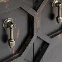 Cabinets & Sideboards-Kirkland's Home Laini Distressed Modern Carved Cabinet Black