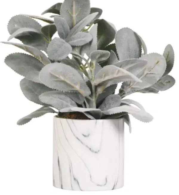 Arrangements & Greenery-Kirkland's Home Lamb'S Ear Arrangement In Marbled Planter Green/White