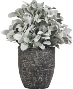Arrangements & Greenery-Kirkland's Home Lamb'S Ear Arrangement In Textured Black Planter Green/Black